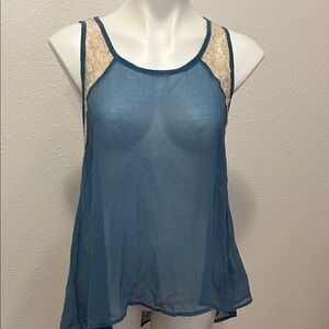 Forever 21 Sheer Blue Laced Top Sz S